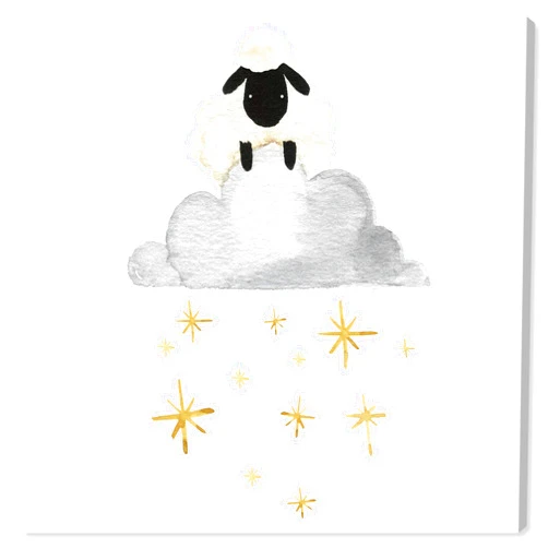 The Oliver Gal Artist Co. Animals Wall Art Canvas Prints 'Sheep Cloud and Stars' Home Décor, 16