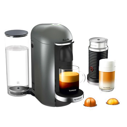 Breville Nespresso Vertuo Plus Deluxe Coffee and Espresso Maker by Breville, Titan with Aeroccino Milk Frother