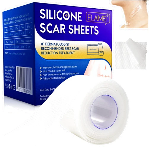 Lnmyic Silicone Scar Sheets (1.6” x 120”), Clear Gel Silicone Scar Tape, Invisible Medical Grade Scar Silicone Strips, Transparent Advanced Removal Scar Patches for C-Section, Keloids, Burn, Acne