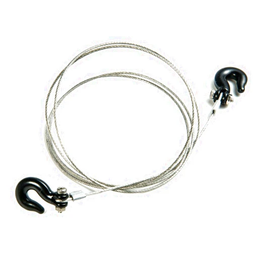 RCLions 1/10 RC Crawler Accessories Steel Tow Rope with Hooks for Axial SCX10 Trx4 CC01 D90 RC Buggy Truck Car Parts (Black)