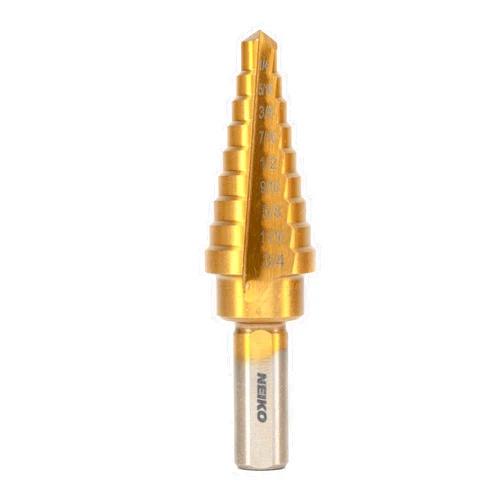 NEIKO 10184A Titanium Step Drill Bit Set | 1/4” to 3/4” | 9 Step Sizes | High Speed Steel(Pack of 10)