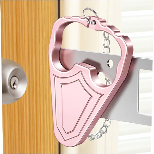 Yomisga Hotel Door Locks for Travelers Portable Door Lock for Travel Safety Latch from Inside, Extra Security Devices for Room Bedroom Apartment Traveling Essentials, Heavy Duty Aluminum, Pink 1Pack