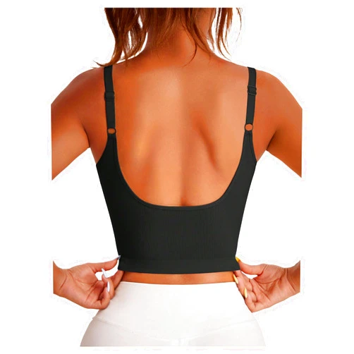 SweatyRocks Women's Open Back Workout Crop Top Scoop Neck Cropped Sports Tank Top