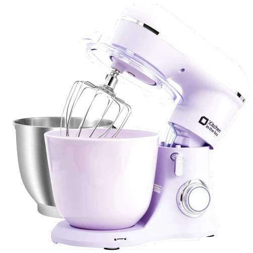 Kitchen in the box Stand Mixer, 4.5QT+5QT Two bowls Electric Food Mixer, 10 Speeds 3-IN-1 Kitchen Mixer for Daily Use with Egg Whisk,Dough Hook,Flat Beater (Lilac, 5QT)