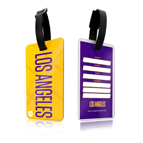 SetGo Los Angeles Basketball Luggage Tags (Set of 2), Plastic NBA Tags for Travel Gifts, ID Labels for School & Sports Bags