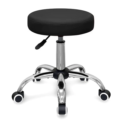 Topline Housewares 360-Degree Rolling Swivel Adjustable Stool Chair - Chrome/Black