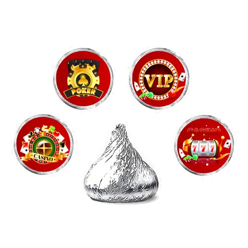 PHOHUI HAVE A NICE TIME Casino Round Candy Sticker - Las Vegas Casino Themed Poker Birthday Party Favors Sticker Labels Fit Chocolate Candy (160 Pieces）