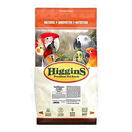 Higgins Safflower Gold Food For Parrots, 25-Pound