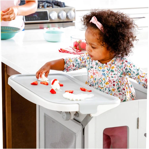 Guidecraft Kitchen Helper Mealtime and Play Tray - Easy to Clean, Detachable Feeding and Activity Table Extension for Toddlers