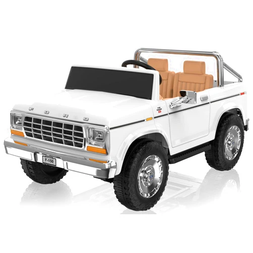 ANPABO Licensed Ford F-150 24V 2 Seater Ride on Car for Kids, 4x100W Motors for All-Terrain Electric Car with Parental Remote, Retro Style, 3-Speeds, Large Storage Box, Music Player, Aged 3-8, White