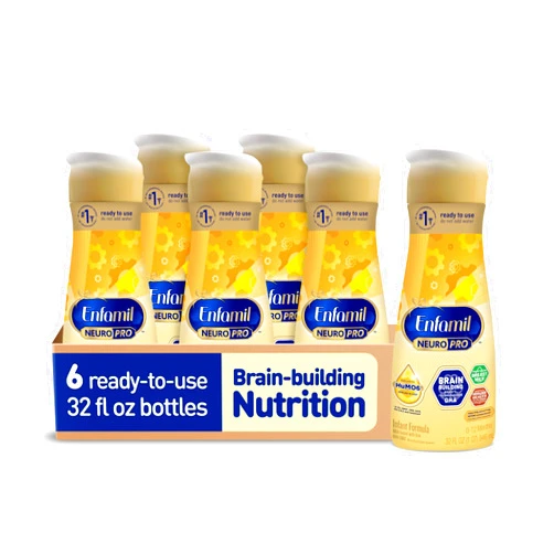 Enfamil NeuroPro Ready-to-Use Baby Formula, Ready to Feed, Brain and Immune Support with DHA, Iron and Prebiotics, Non-GMO, 32 Fl Oz Bottle, Pack of 6