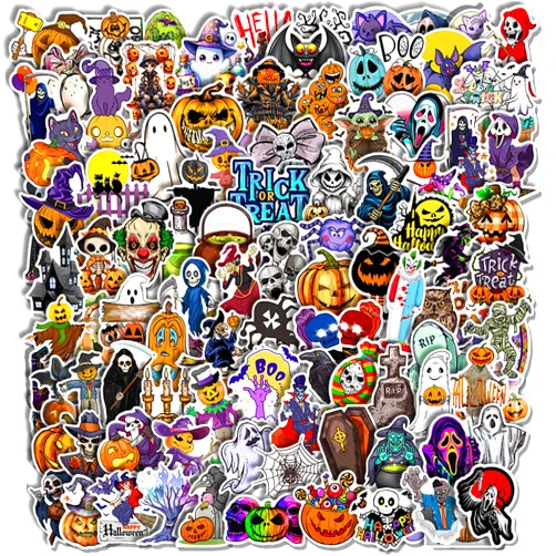 Hebraeos 110PCS Halloween Pumpkin Stickers,Vinyl Waterproof Stickers Bulk for Water Bottles, Halloween Party Favors Gifts for Kids Teens Adults, Holiday Party Stickers