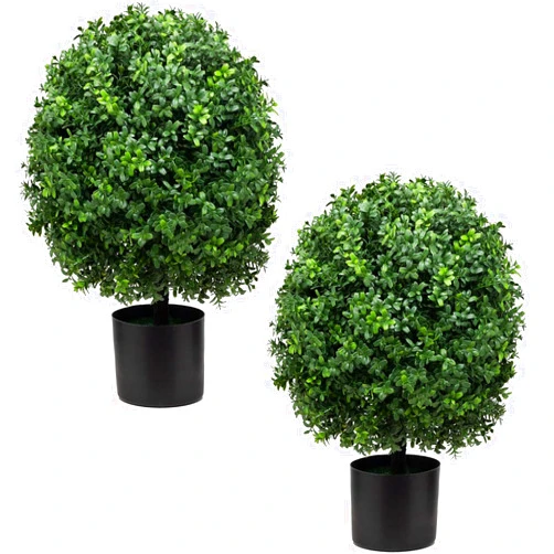 Gadout Set of 2 -Pre-Potted Artificial Potted Shrubs UV Resistant,24