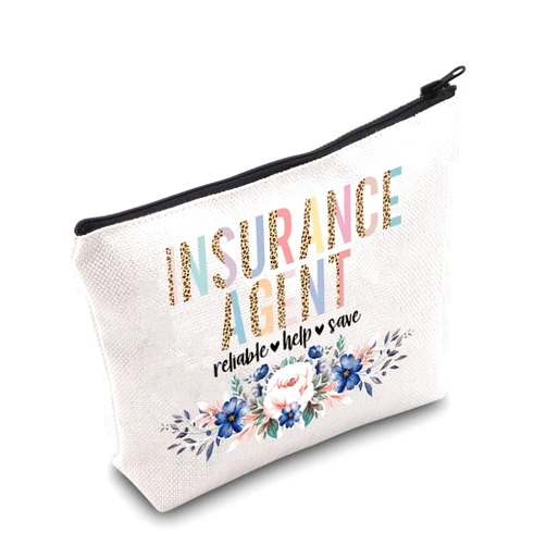 LEVLO Insurance Sales Agent Cosmetic Make Up Bag Insurance Agent Gift Insurance Agent Reliable Help Save Makeup Zipper Pouch Bag (Insurance Agent)