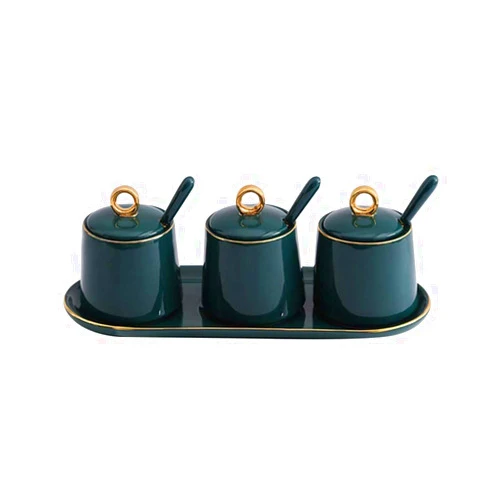 LINKANRUO Condiment Jar Ceramic Storage Jars Modern Design Ceramic Storage Canisters Small Food Stroage Jar for Kitchen Spice Jars