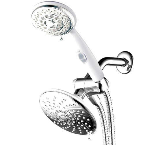 Hotel Spa HotelSpa 30-Setting Ultra-Luxury 3 Way Rainfall Shower-Head/Handheld Shower Combo with Patented ON/OFF Pause Switch (Dual White/Chrome Finish)