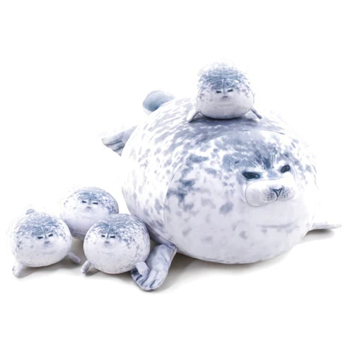 TOYSYM Chubby Blob Seal Pillow Cute Seal Plush with 4 Baby Seal Plushies in Her Tummy, Soft Cotton Stuffed Animals Toy Gifts for Kids