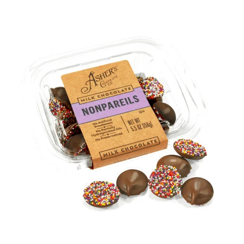 Asher's Chocolates, Sprinkled and Chocolate Covered Nonpareils, Small Batches of Kosher Chocolate, Family Owned Since 1892 (Milk Chocolate)