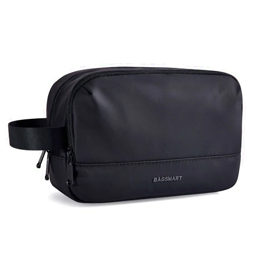 BAGSMART Travel Toiletry Bag for Men, Dopp Kit Water Resistant Shaving Bag for Toiletries Accessories, Black-Medium