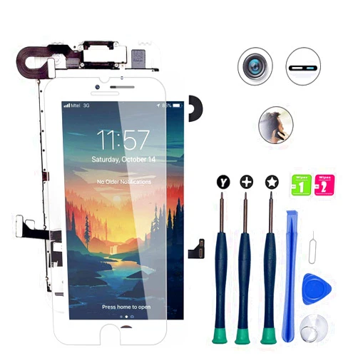 BestScreen for iPhone 8 Screen Replacement, LCD Display 3D Touch Screen Digitizer Full Assembly with Proximity Sensor, Ear Speaker and Front Camera (Screen Replacement for iPhone 8 White)