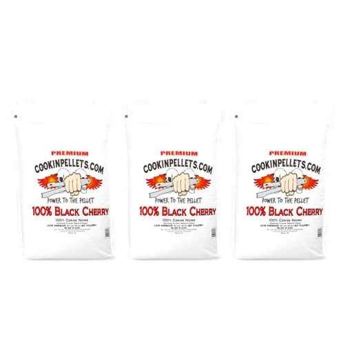 CookinPellets 40-Pound Premium All-Natural Black Cherry Hardwood Grill Smoker Wood Pellets, No Bark or Fillers, for BBQ, Meat, and Veggies (3 Pack)