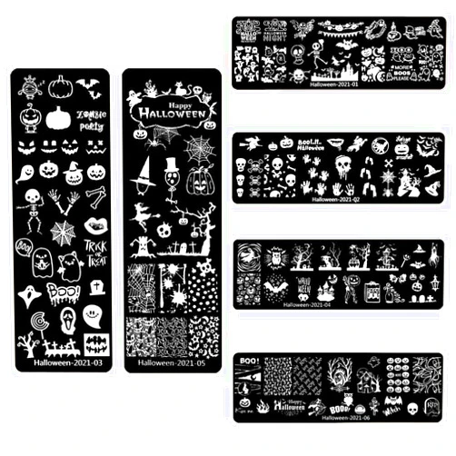 Beaufy Nail Stamping Plates Kit Set Decoration Transfer Image Picture Art Board Template Manicure Tool Halloween Design Party Festivals Holidays Favor Gift for Girl Women Pack of 6 (Art Deco)
