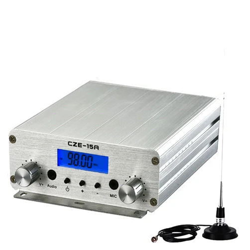 YOVDA FM Transmitter,15W FM Radio Broadcast Transmitter for Church,Long Range FM Radio Transmitter Stereo Mini Radio Station with 3.5mm Mic Audio Jack for Drive-in Movie,Church Parking Lot,Lights Fireworks