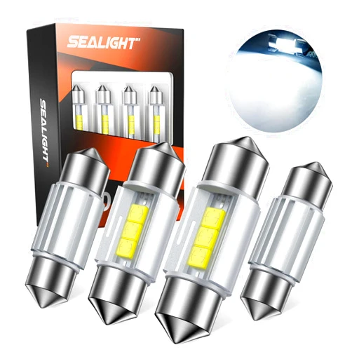SEALIGHT 31mm DE3175 LED Bulbs DE3021 DE3022 LED Bulbs CSP-2525 Ceramic Chipsets 6500K White Super Bright Error Free CANBUS Interior Car Light for Dome Map Door License Plate Lights Bulbs (Pack of 4)