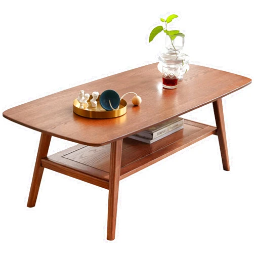 Fancyarn Coffee Table, 100% Solid Oak Wood Table w/Capacious Tabletop, Open Storage Shelf, Strong Structure, Round Corners, Easy Assembly, Modern and Simple Center Table for Living Room (31 ½”)