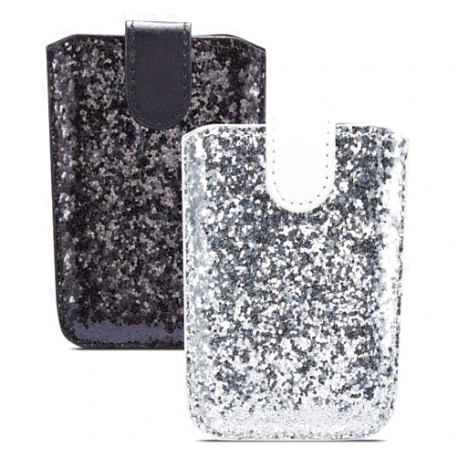 LUVI Fusicase [2 Pack Credit Card Holder for Back of Phone Glitter Card Wallet Stick with Card Slot PU Leather Pocket Pouch Sleeve with Bling Sparkle Shiny Design Cute Sticker Wallet for Phone Case