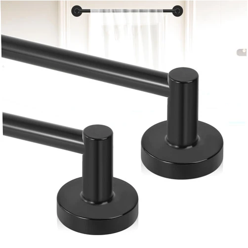 HTZON Black Magnetic Curtain Rod for Door:Magnet Curtain Rod for Classroom Whiteboard,Small Adjustable Magnetic Towel Bar,Tool-Free French Magnet Pole with Leather Protective Cover,2 Pack 16-28