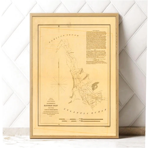 MG Global Historical Poster of Old Hatteras Inlet 1850 Old North Carolina Harbors 417 | 11x17 12x18 16x24 24x36 Unframed Print Wall Art for Gift | Vintage Antique Rustic Home Office Decor