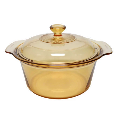 Visions 3.5 L Dutch Oven Amber Glass Pot and Visions V-33-C 3.5 Qt Lid Cover Made in the USA