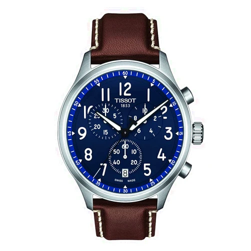Tissot Mens Chrono XL Vintage 316L Stainless Steel case Swiss Quartz Watch, Brown, Leather, 22 (T1166171604200)
