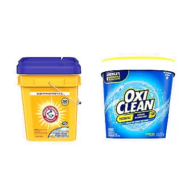 Arm & Hammer 33200-01001 Powder Laundry Detergent, Crisp Clean, 18lb Pail & OxiClean Versatile Stain Remover Powder, 5 lbs. Detergent + Powder, 5 lbs.