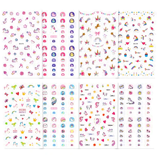 Konsait Magic Animal 3D Nail Art Stickers Decals (400+Designs), Rainbow Heart Bowknot Nail Sticker False Nail Manicure Decals Toe Wraps for little girls birthday Xmas New Year Nail Tip Decoration