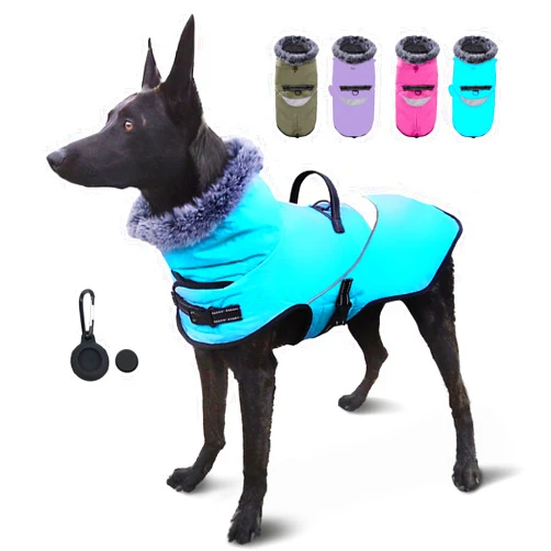 Sekam Dog Coat Dog Jackets for Small Medium Dogs Waterproof Dog Coat with Airtag Holder for Large Dog Fleece Jacket Dog Coat with Harness Built in Dog Coats for Medium Dogs Winter (B XXXL)