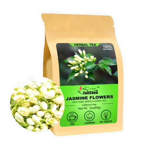 FullChea - Dried Jasmine Flowers, 3oz/85g - Premium Edible Flowers Whole Buds - Non-GMO - Caffeine-free - Perfect For Tea