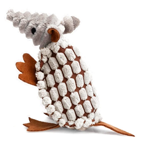 Hollypet Fluffy Dog Toys - Squeaky Plush Dog Toys for All Breeds, Stuffed Toys for Small Medium Large Dogs, Cute Animal-Big Armadillo Toys, Puppy Chew Toy with Clean Teeth| Gray Small