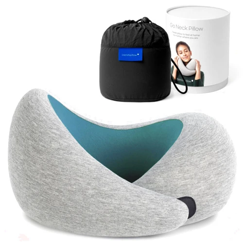 OSTRICH PILLOW Ostrichpillow Go Neck Pillow, Travel Pillows for Airplanes, Premium Memory Foam Travel Pillow, 360º Ergonomic Design, Asymmetrical Sides, Travel Bag Included, Washable Modal Cover
