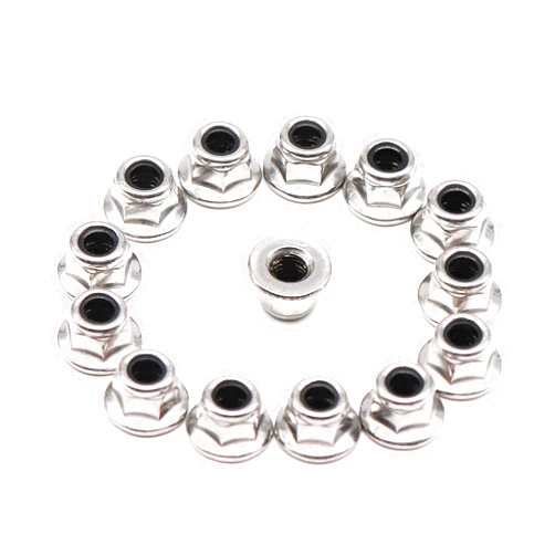 CSeao 30pcs M5 x 0.8mm Flanged Nylon Inserted Lock Nuts 304 Stainless Steel Bright Finish DIN6926