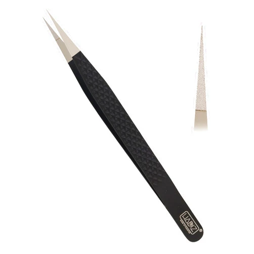 HADIZ Pointed Fiber Tip Tweezer Diamond Print Precision for Women and Men Eyebrow Facial Hair Eyelash Extension Tweezers Ingrown Hair Removal Blackhead Remover Tool (black)