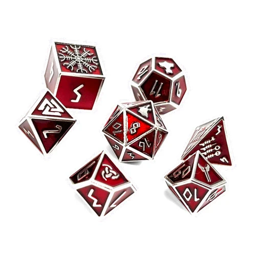 Norse Foundry Set of 7 Vampire Blood Norse Series Full Metal Polyhedral Dice RPG Math Games DND Pathfinder