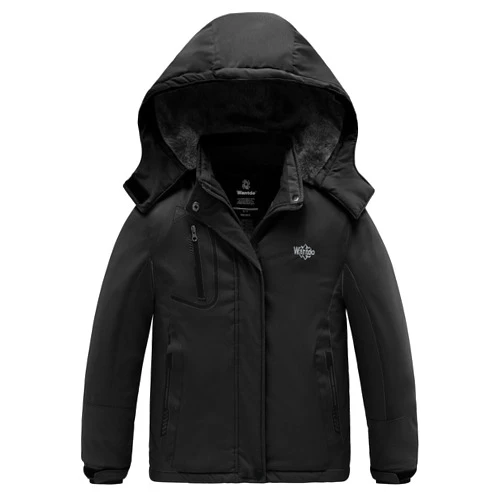 wantdo Girls' Waterproof Winter Coat Fleece Ski Jacket Hooded Snow Coat Warm Raincoat Outerwear