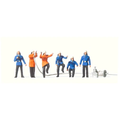 Preiser Firemen in Action Poses w/Hose Set #1 (6) HO Scale Models