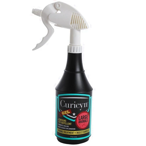 Curicyn Wound Treatment Spray Gel - Dog Wound Care, Hot Spot Remedy, Large Animals Skin Care Infection Treatment, Helps Reduce Inflammation - Effective Insect Barrier Gel Formula, 24oz Spray Bottle