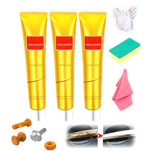 Ciocyai Ultimate Metal Polish Cream, Fixini All Metal Polish Cream, New Metal Polishing Paste, Multifunction Rust Remover for Stainless Steel/Aluminum/Brass/Copper/Gold (3pcs)