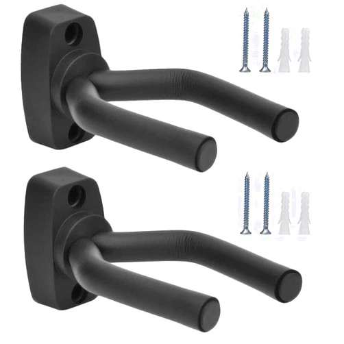 EastyGold Guitar Wall Hanger Stands Ukulele Wall Mount 2 Pack Violin Hook Keep Holder Display Rack Bracket for Most Guitar Bass Accessories Easy To Install