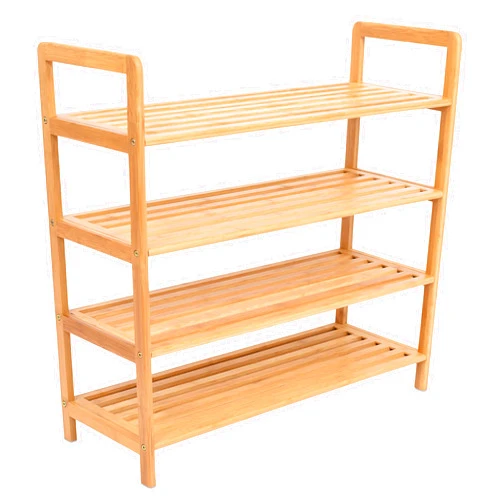 BIRDROCK HOME 4-Tier Bamboo Shoe Rack - Lightweight Wooden Organizer - Free Standing Storage Shelf for Closets, Hallways, Entryways, Mudrooms, and Front Doors - Art Deco Style - Fits 12 Pairs of Shoes