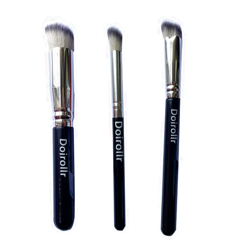 Doirollr Foundation Contour Conceal Brush Set of 3PCS, Angled Synthetic Kabuki Brush for Blending Setting Buffing with Liquid, Cream and Powder (170S/270S/370S)